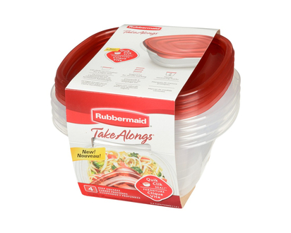 Rubbermaid TakeAlongs Deep Square Food Storage Containers - 4x1.2L
