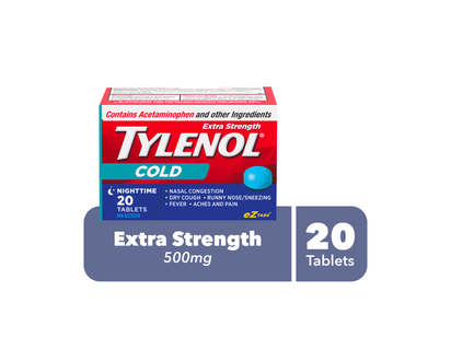 Tylenol* Cold Nighttime Eztabs - Extra Strength - 20's