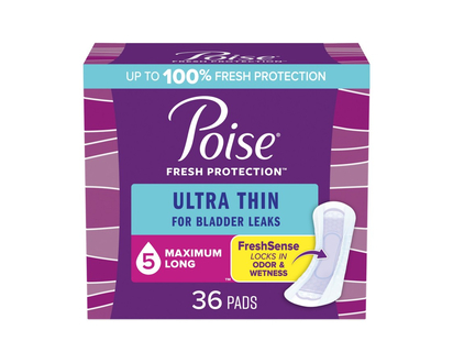 Poise Ultra Thin Regular Length Incontinence & Postpartum Pads -Maximum Absorbency - 36 Count�