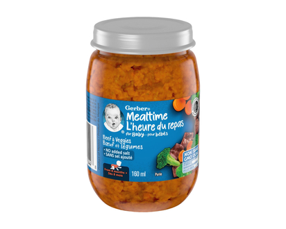 Gerber Mealtime Baby Puree - Beef & Veggies - 160ml