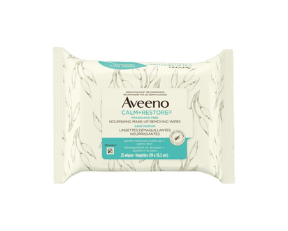 Aveeno Calm+Restore Nourishing Make-Up Removing Wipes - 25's