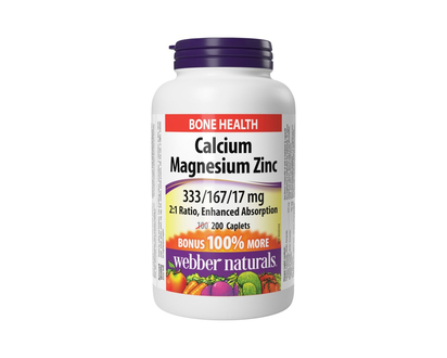 Webber Naturals Calcium Magnesium Zinc Caplets - 200's