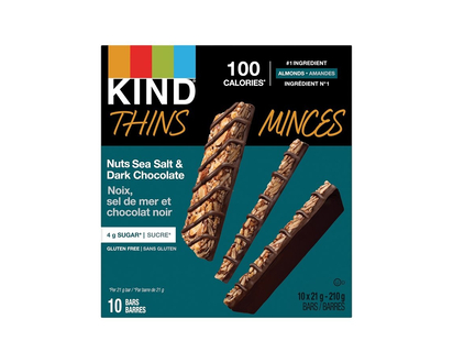 KIND Thins Bars - Nuts Sea Salt & Dark Chocolate - 10 x 21g