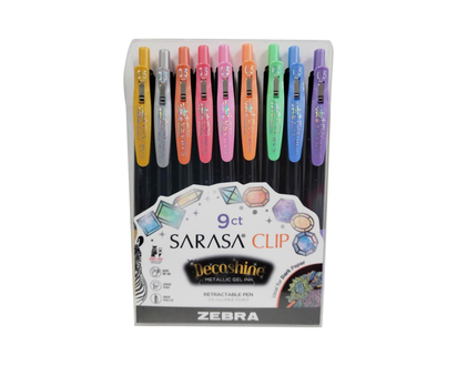 Zebra Sarasa Clip Decoshine Rollerball Pen Set - 9 piece