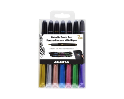 Zebra Metallic Brush Pen Set - 7 piece