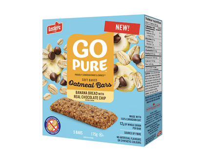 Leclerc Go Pure Soft Baked Oatmeal Bars - Banana Bread with Real Chocolate Chip - 5pk/175g