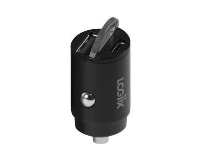 LOGiiX Power Lite Duo USB-A & USB-C Car Power Adapter - Black - LGX-13519