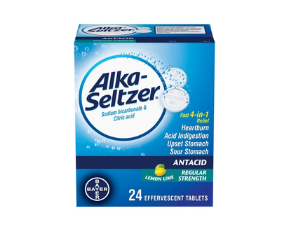 Alka-Seltzer Regular Strength Antacid Effervescent Tablets - Lemon Lime - 24's