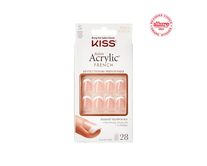 KISS Salon Acrylic False Nails Kit - French - Bonjour - 28's