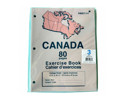 Firstline Canada Exercise Book - 3 pack/80 pages