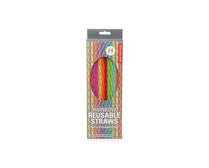 Kikkerland Rainbow Reusable Straws - Pack of 24