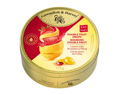 Cavandish & Harvey Double Fruit Drops - Lemon with Strawberry Filling - 175g