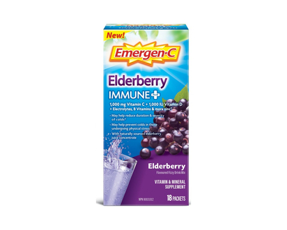Emergen-C Immune Plus Drink Mix Packets - Elderberry - 18's