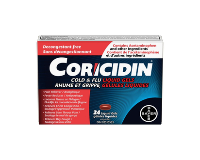 Coricidin Cold & Flu Liquid Gel Capsules - 24's
