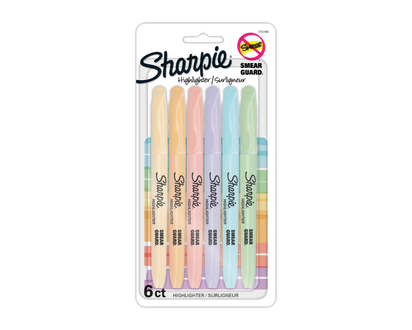 Sharpie Highlighter Smear Guard - Pastel - 6 pack