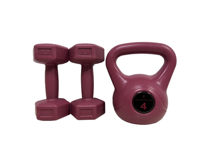 Danskin 4lb Kettle Bell and 2x2lb Dumbbell Kit - Wine - 8lb
