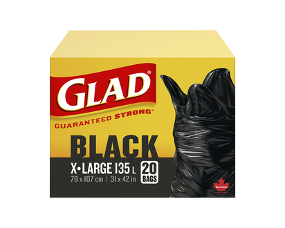 Glad Black Garbage Bags - Extra Large - 135L/20s