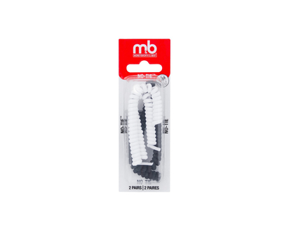 Moneysworth and Best No-Tie laces - White/Black - 36in/2pairs