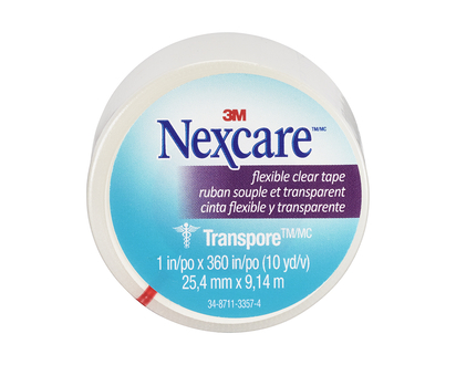 3M Nexcare Clear Transpore Stretchy Tape - 25.4mm x 9.14m