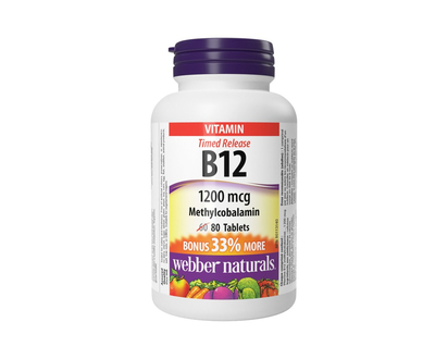 Webber Naturals Timed Release Vitamin B12 Tablets - 1200mcg - 80's