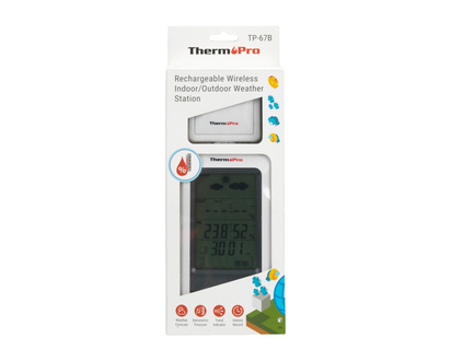 ThermoPro Rechargeable Wireless Indoor/Outdoor Weather Station - White - TP67B-WNDWPKG