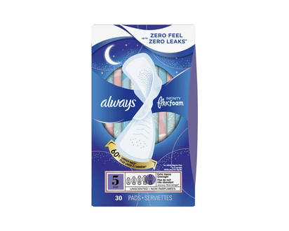 Always Infinity Sanitary Pads - Extra Heavy Overnight - Size 5 - 30's