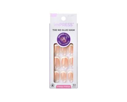 Kiss ImPRESS Peel & Press Classic French False Nails Kit - Ideal - 30s