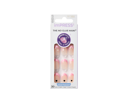 Kiss ImPRESS Peel & Press Mod French False Nails Kit - Short - Ditto - 30s