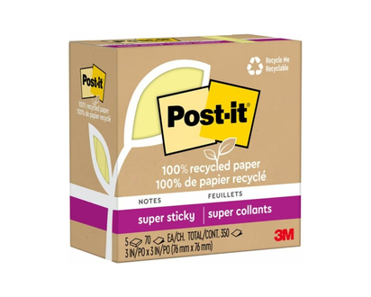 Post-it Super Sticky Notes - Canary Yellow - 5 x 70 sheets