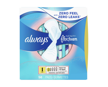 Always Infinity Pads with Flexfoam - Regular Flow - Size 1 - 50s