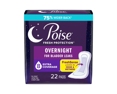Poise Overnight Incontinence Pads - Extra Coverage - 22's