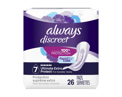 Always Discreet Up To 100% Protection Incontinence Pads - Ultimate Extra - 26s