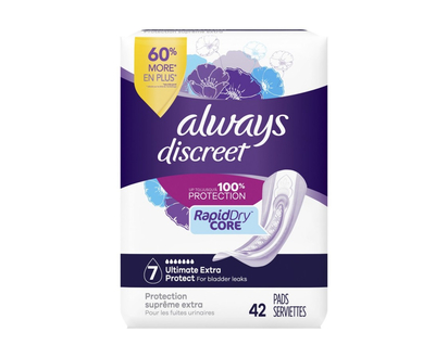 Always Discreet Up To 100% Protection Incontinence Pads - Ultimate Extra - 42s