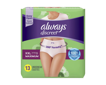Always Discreet Up To 100% Maximum Protection Underwear - Double Extra Large - 13s