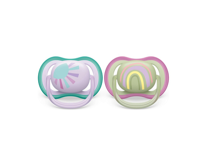 Philips Avent Ultra Air Pacifier Set - 0-6 Months - Lilac Sun / Green Rainbow - 2 pack