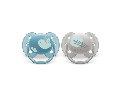 Philips Avent Ultra Soft Pacifier Set - 6-18 Months - Blue Dove/Silver Leaf - 2 pack