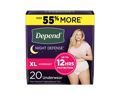 Depend Fresh Protection Night Defense Incontinence Underwear for Women - Overnight - Extra Large - Blush - 20s