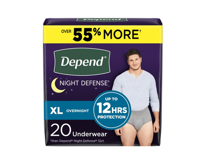 Depend Fresh Protection Night Defense Incontinence Underwear for Men - Overnight - Small/Medium - Grey - 26s