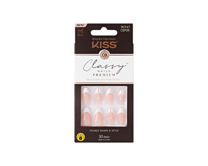 KISS Classy Premium False Nails Kit - Medium - Almond - Highlights - 30's