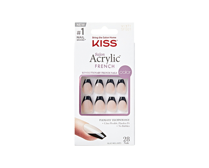 KISS Salon Acrylic French Color False Nails Kit - Medium - Almond - Hype - 28's