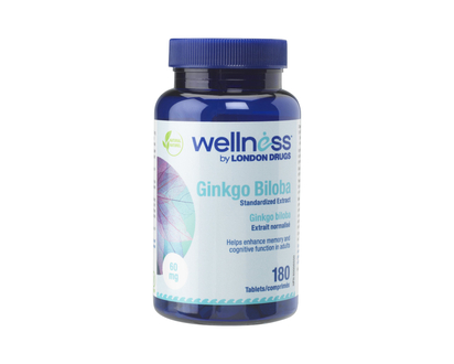 Wellness Standartized Extract Ginkgo Biloba Herbal Supplement - 60 mg - 180's