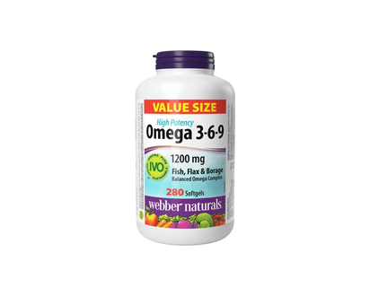 Webber Naturals High Potency Omega-3-6-9 Softgels - 1200mg - 280's