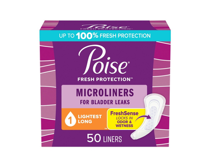 Poise Fresh Protection Incontinence Pantyliners - Long - Lightest - 50's