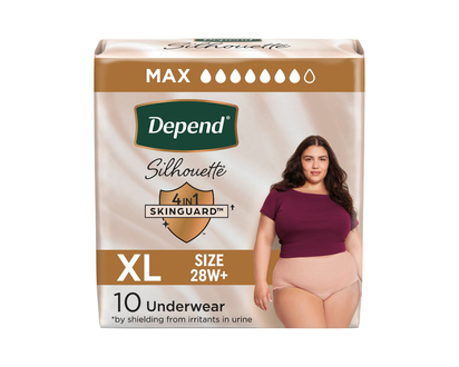 Depend Silhouette Incontinence Pants for Women - Maximum - Extra Large - Pink - 10's