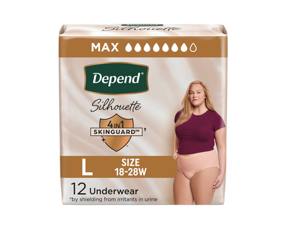 Depend Silhouette Incontinence Pants for Women - Maximum - Large - Pink - 12's