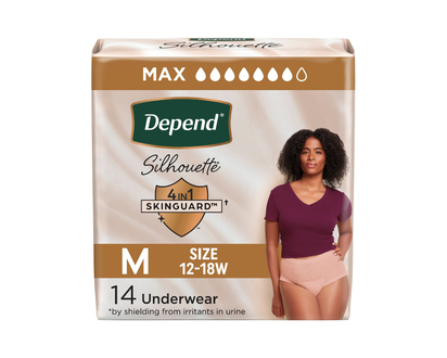 Depend Silhouette Incontinence Pants for Women - Maximum - Medium - Pink - 14's