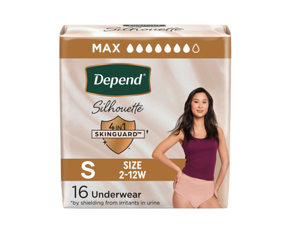 Depend Silhouette Incontinence Pants for Women - Maximum - Small - Black, Pink, Berry - 16's