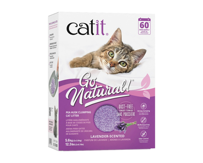 Catit Go Natural Pea Husk Clumping Cat Litter - Lavender Scented - 5.6kg