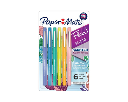 Paper Mate FLAIR Scented Nature Escape Felt-Tip Pen Set - Assorted Bright Colors - 6 piece