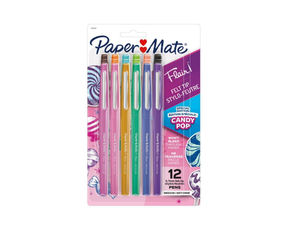 Paper Mate FLAIR Candy Pop Felt-Tip Pen Set - Assorted Bright Colors - 12 piece